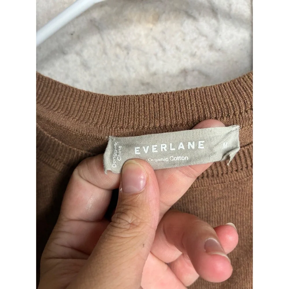 Everlane Organic Cotton Crew Neck Sweater Brown Medium Mens Knit Pullover
